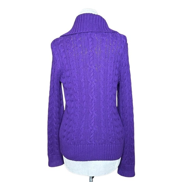 Lauren Ralph Lauren Purple Zip Up Cable Knit Sweater. Size P/L - Picture 4 of 5